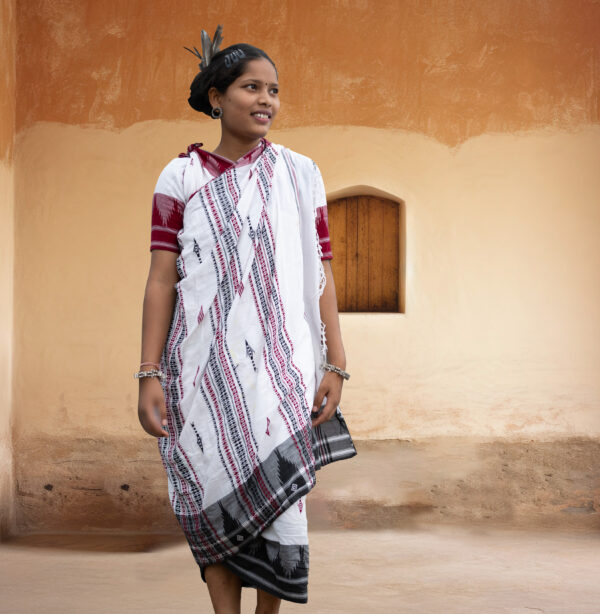 Ganga Jamuna Saree with Fish Motif and Temple Border - Image 2