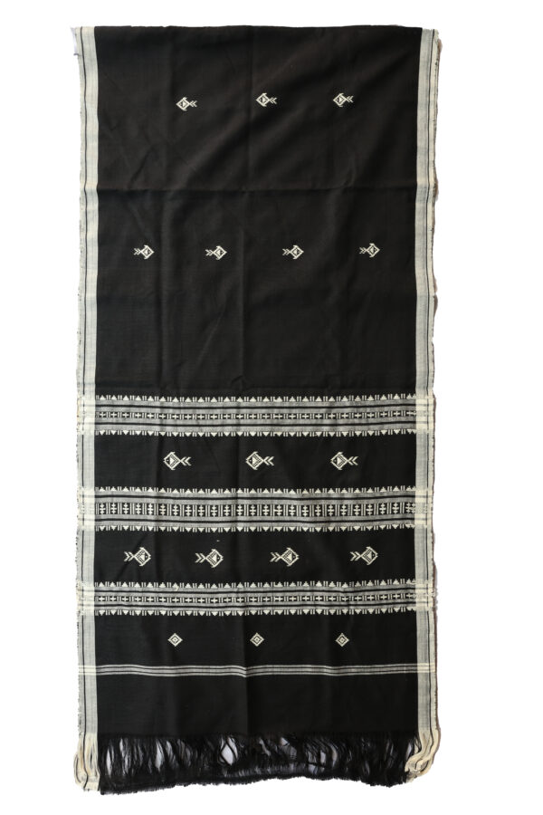 Black Saree with Fish Motif