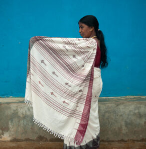 White Saree with Red Border